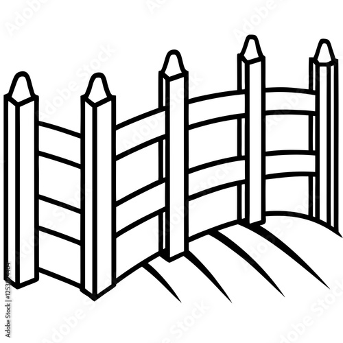 Classic Wooden Fence Line Art Design