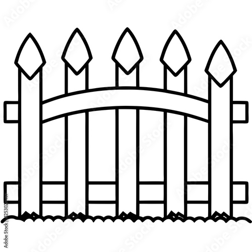 Classic Wooden Fence Line Art Design
