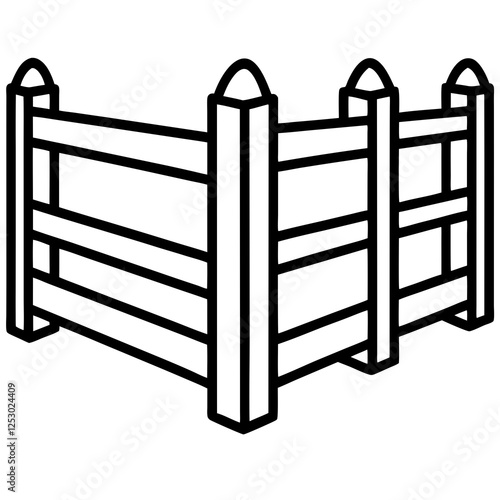 Classic Wooden Fence Line Art Design