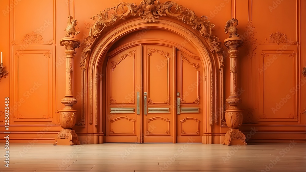 Main Door banner with empty space Without Text, Orange luxury background, holiday banner poster background for advertisement ads Main Door banner with empty space Without Text, Orange luxury background, holiday banner poster background for advertisement ads