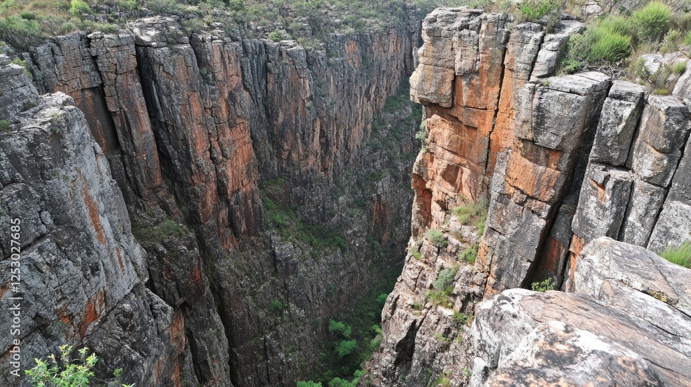 Fototapeta premium Majestic Canyon Vista: A Breathtaking View of Rugged Cliffs and Deep Gorge