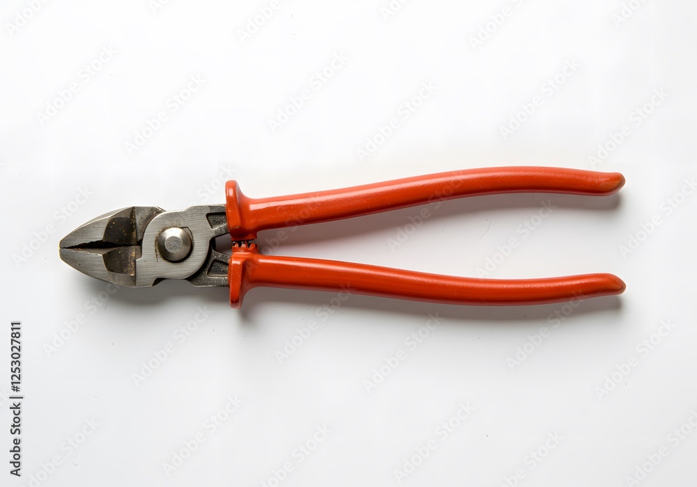 Fototapeta premium Orange-Handled Diagonal Cutting Pliers on White Background