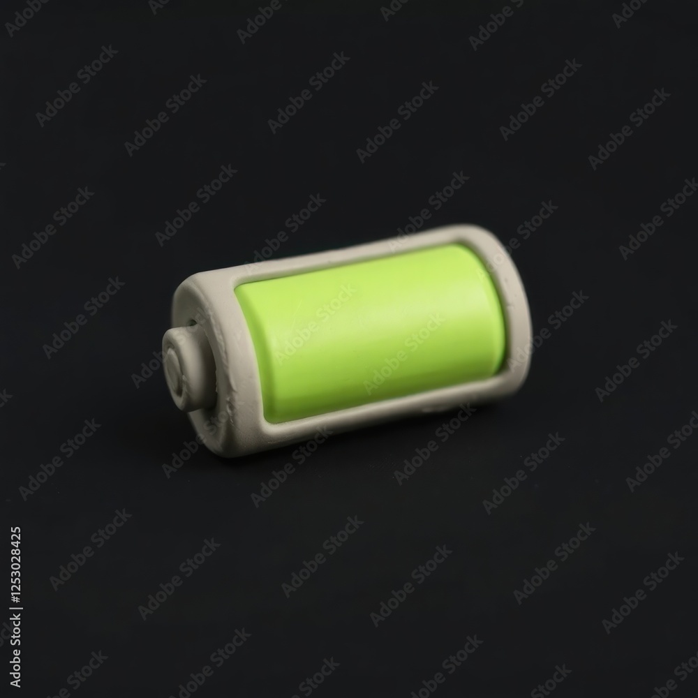Green battery on a dark background, showcasing modern design and energy efficiency, ideal for tech use Green battery on a dark background, showcasing modern design and energy efficiency, ideal for tech use