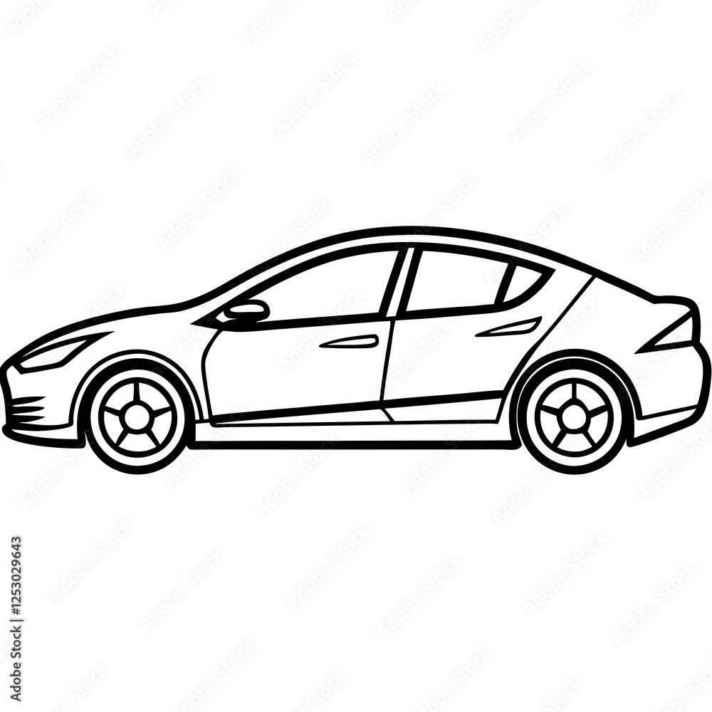 Naklejka premium Clean and Minimal EV Line Art Graphic