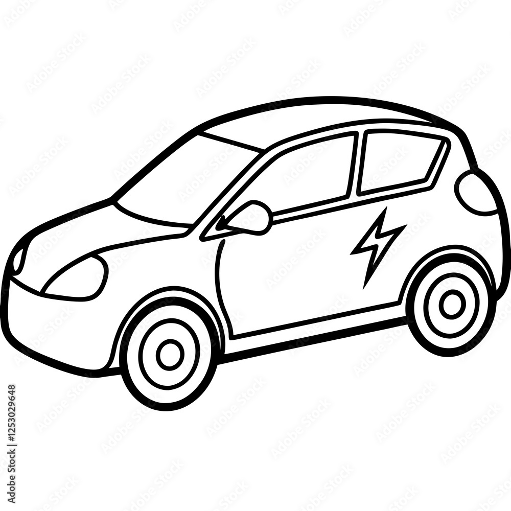 Fototapeta premium Clean and Minimal EV Line Art Graphic