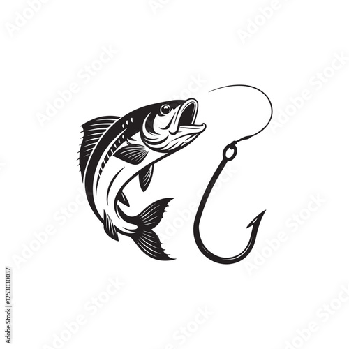 fishing silhouette vector clip art logo design
