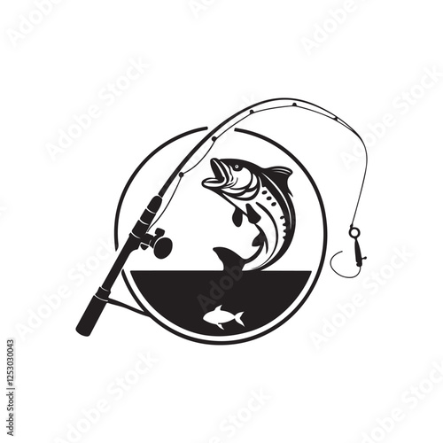 fishing silhouette vector clip art logo design