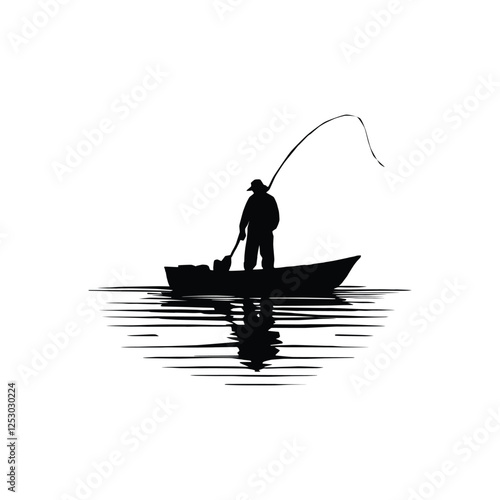 fishing silhouette vector clip art logo design