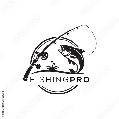 fishing silhouette vector clip art logo design