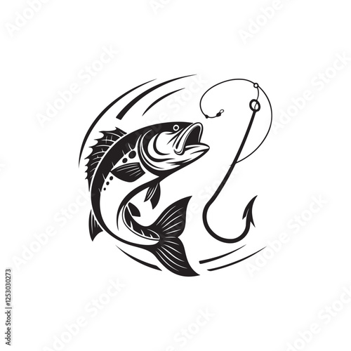 fishing silhouette vector clip art logo design