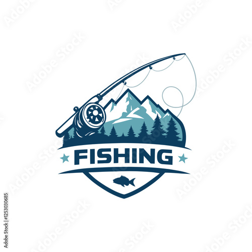 fishing silhouette vector clip art logo design