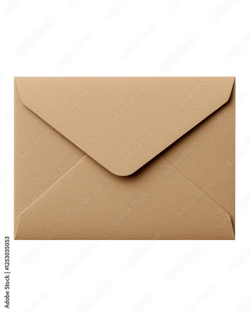  isolated, transparent background Brown envelope with flap closure, ideal for mailing documents