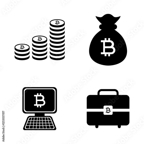 Bitcoin icon pack is suitable for financial design themes