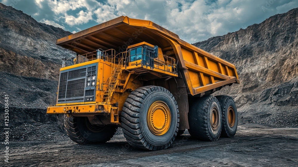 Gigantic Yellow Mining Dump Truck in a Coal Mine Gigantic Yellow Mining Dump Truck in a Coal Mine