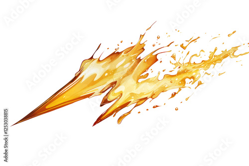 A sharp, jagged oil splash creating a lightning bolt shape, isolated on a bright white background photo