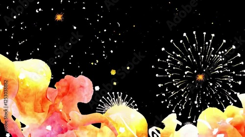 Colorful fireworks bursting in vibrant display against dark sky