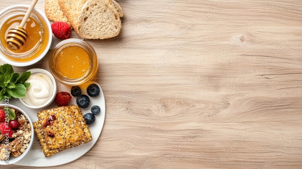 Breakfast Platter With Honey Granola And Berries Breakfast Platter With Honey Granola And Berries
