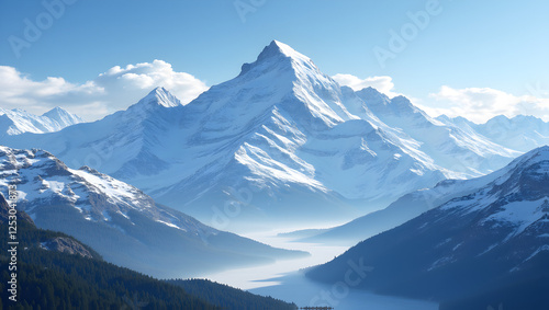 Wallpaper Mural Snow-Capped Peaks: Majestic Mountains Against a Blue Sky Torontodigital.ca