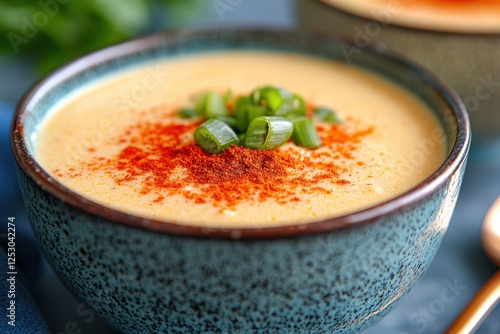 Delicious turkish ezo gelin soup in rustic bowl – perfect for autumn comfort. photo