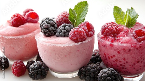 Pink Frozen Yogurt Parfaits with Berries photo