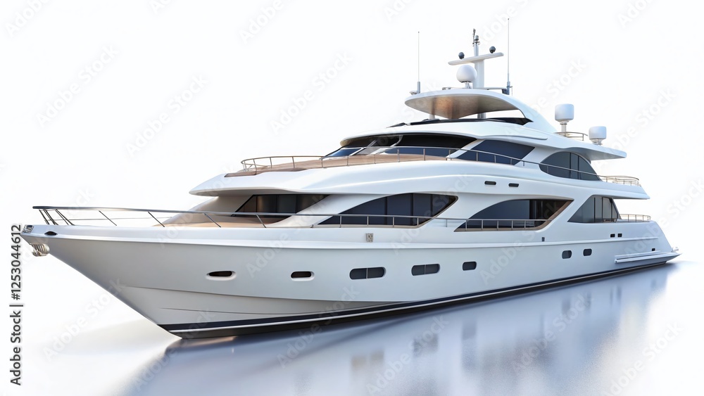 Luxurious White Yacht on Pristine White Background - 3D Render Luxurious White Yacht on Pristine White Background - 3D Render