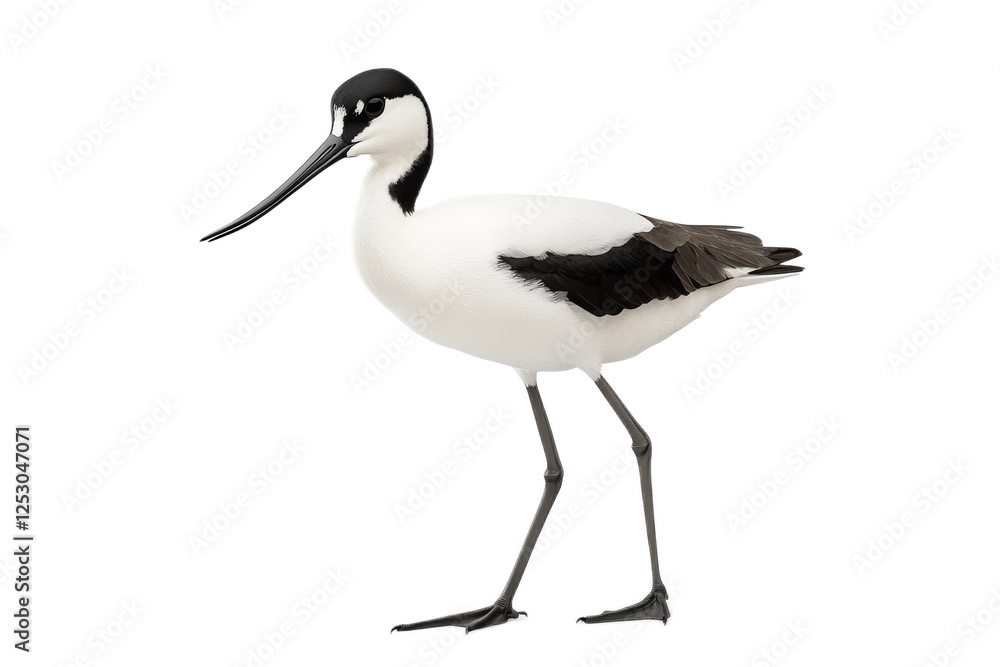 Elegant Pied Avocet Standing Against a Pristine Transparent Background in Studio Setting Elegant Pied Avocet Standing Against a Pristine Transparent Background in Studio Setting