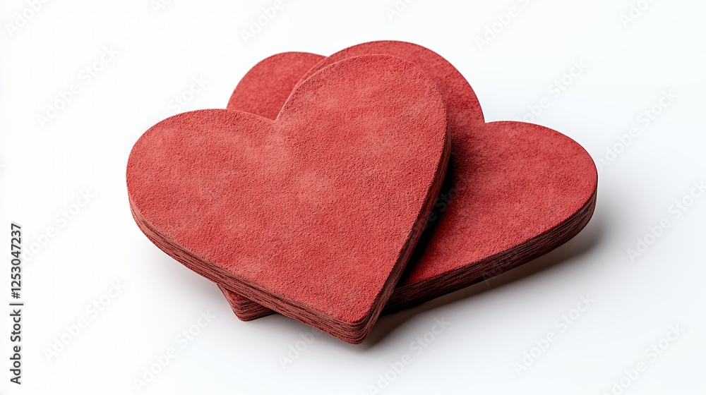 Fototapeta premium Stacked Heart Shaped Red Cookies on White Background