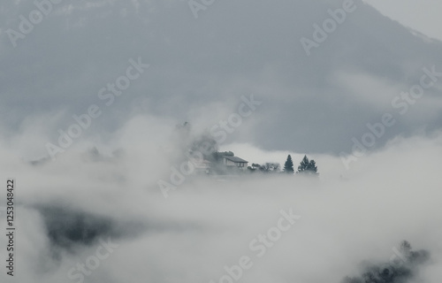fog in the swiss mountains 