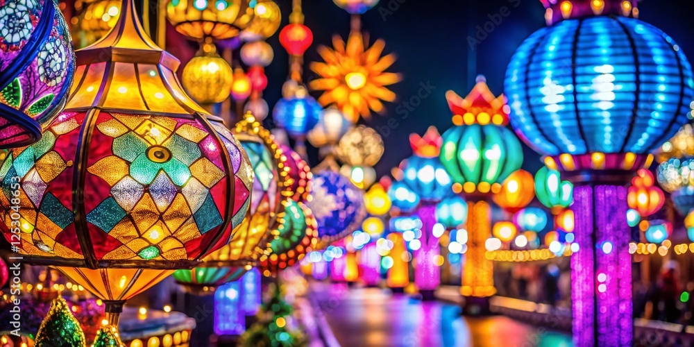 Fototapeta premium Macro Photography: Intricate Details of Night Festival Lights, 2019