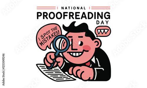 National Proofreading Day Vector Design | T-Shirt, Poster, Sticker, Social Media & Animated GIF | Solid Colors, No Gradient, Vector Illustration. Print ready eps