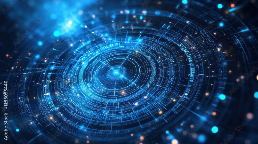 Obraz premium Quantum System Glowing with Advanced Binary Data