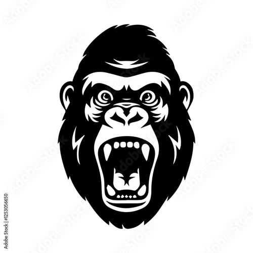 Illustration Gorilla Face Silhouette Vector File