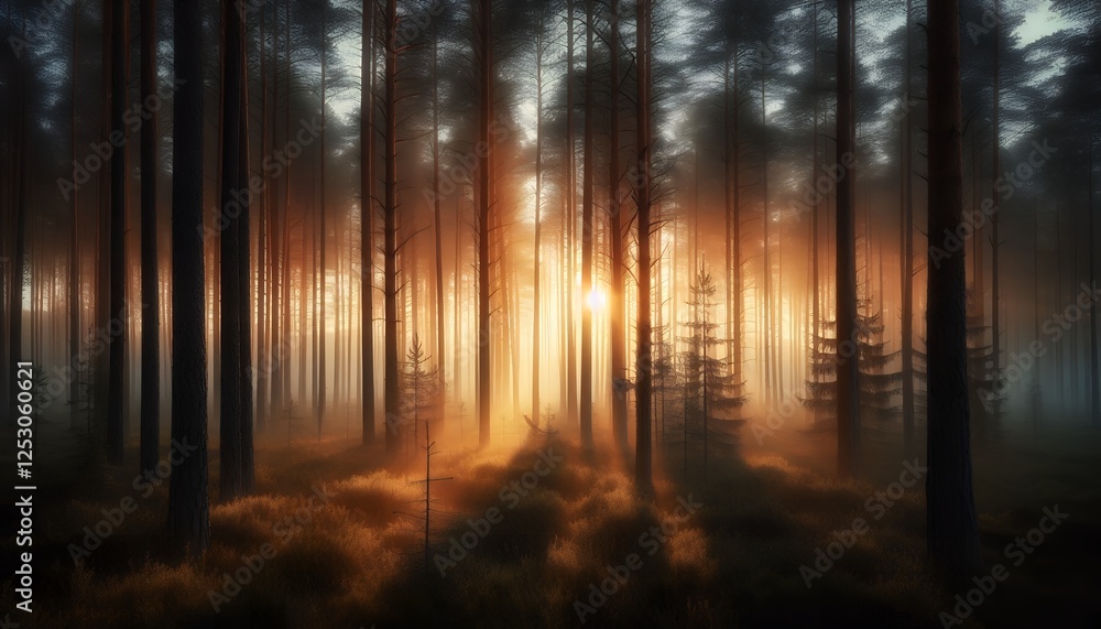 Obraz premium sunset in the forest