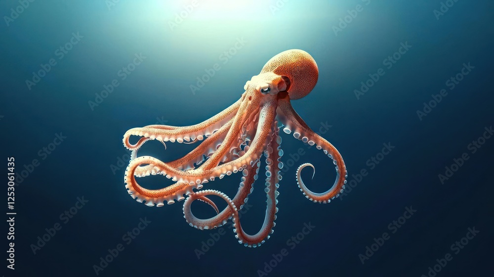 Naklejka premium Pixel Art Octopus Underwater