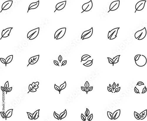 Vector set of leaf line icons. Pixel perfect.