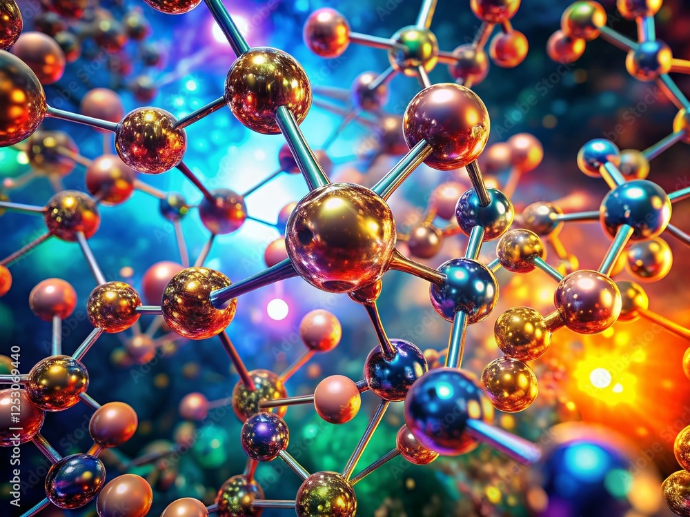 Microscopic 3D Molecular Structure: Chemistry Science Abstract Aerial View Microscopic 3D Molecular Structure: Chemistry Science Abstract Aerial View