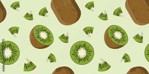 Seamless pattern with juicy kiwi