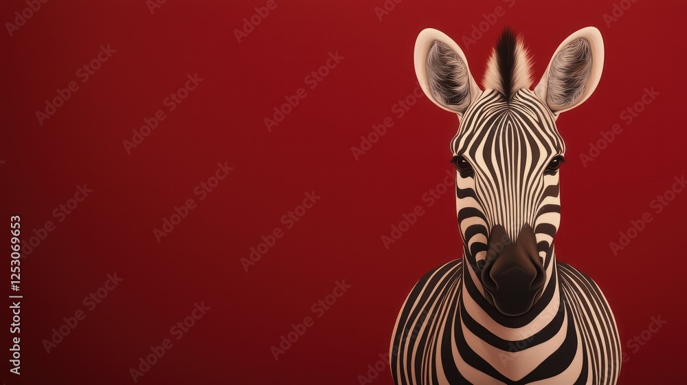 A striking close-up of a zebra against a vibrant red background, showcasing its distinctive black and white stripes, symbolizing uniqueness and beauty in nature. A striking close-up of a zebra against a vibrant red background, showcasing its distinctive black and white stripes, symbolizing uniqueness and beauty in nature.