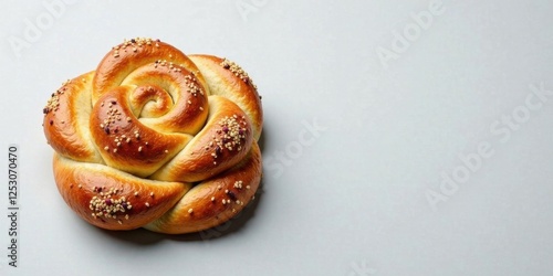 Wallpaper Mural A delicately crafted rose-shaped bread, adorned with sesame seeds and other small seeds, rests on a simple background. Torontodigital.ca