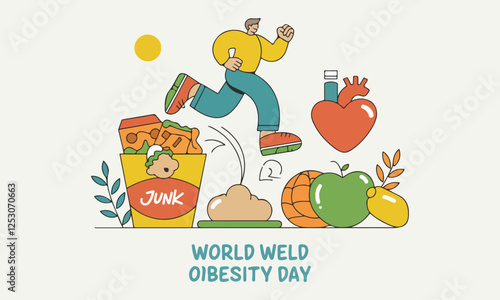 World Obesity Day Vector Illustration | Social Media, T-Shirt, Poster, Sticker, Print Card & Animated GIF Design. Print ready eps