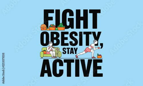 World Obesity Day Vector Illustration | Social Media, T-Shirt, Poster, Sticker, Print Card & Animated GIF Design. Print ready eps