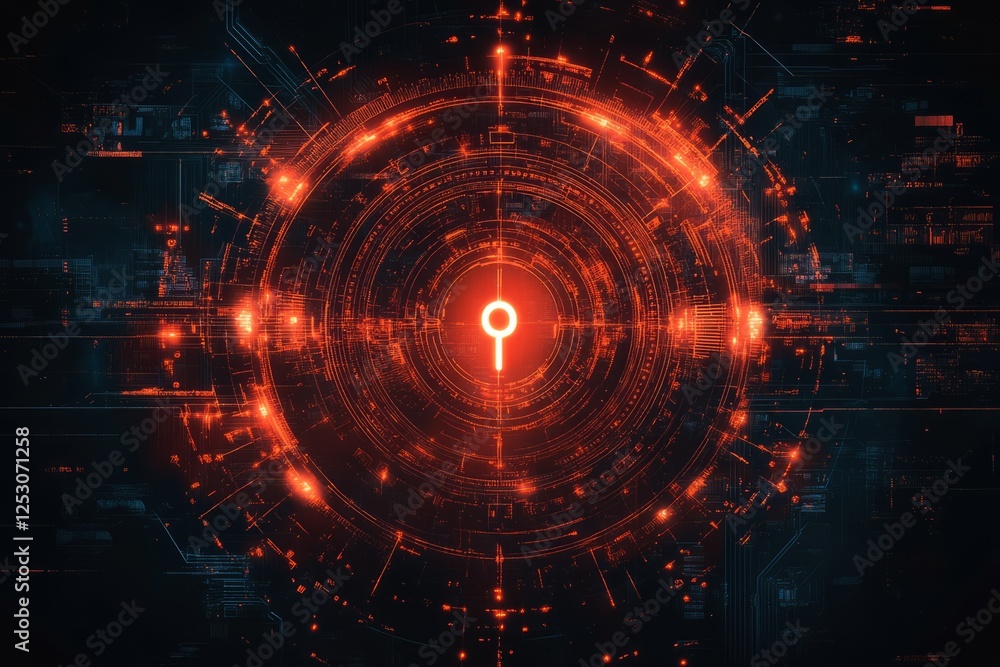 Obraz premium Futuristic Glowing Circle With Intricate Patterns And Digital Effects