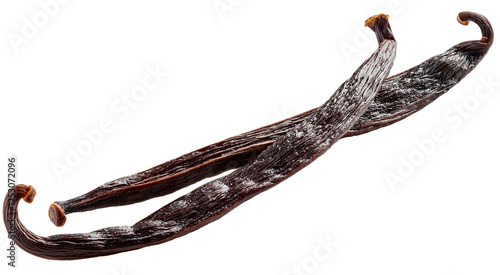 black vanilla beans isolated on white background