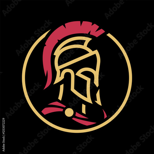 Spartan warrior logo, emblem on a dark background.