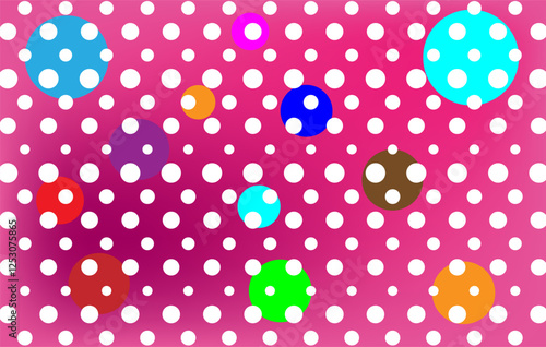 colorful on pink pop-art, polka dot seamless background