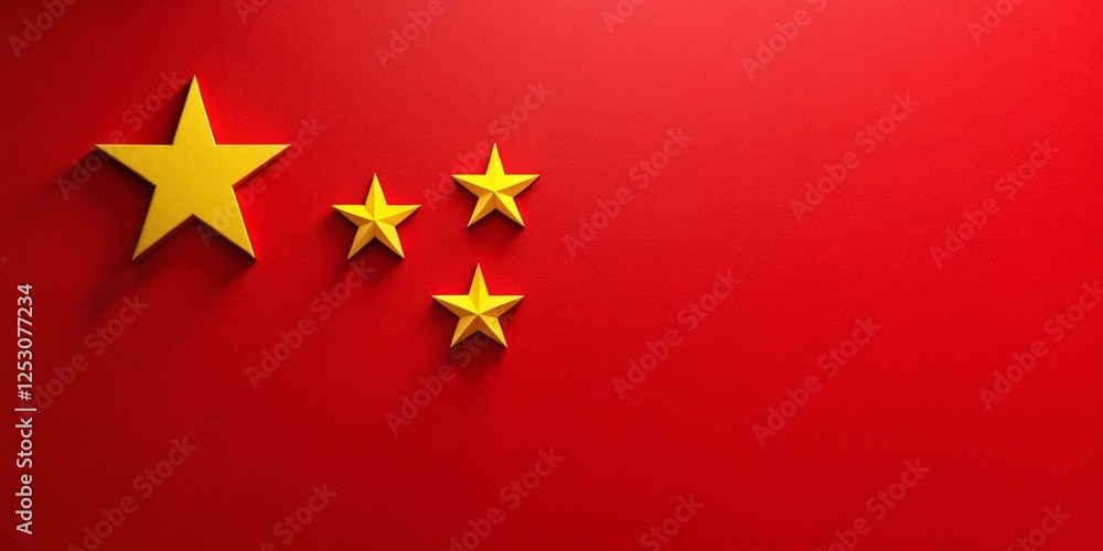 Minimalist China Flag Transition: Red Star Rising on Clean Background Minimalist China Flag Transition: Red Star Rising on Clean Background