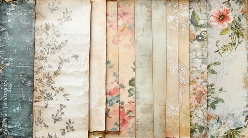 Shabby chic collage canolli, scrapbook paper, old paper, vintage