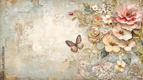 Shabby chic collage canolli, scrapbook paper, old paper, vintage