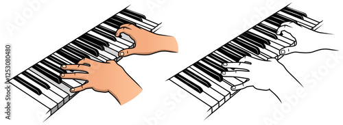 pianist playing the piano vector
