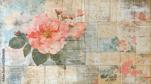 Shabby chic collage canolli, scrapbook paper, old paper, vintage